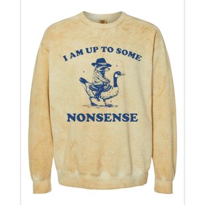 I Am Up To Some Nonsense Funny Goose Raccoon Sarcasm Colorblast Crewneck Sweatshirt