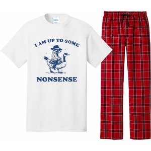 I Am Up To Some Nonsense Funny Goose Raccoon Sarcasm Pajama Set