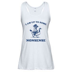 I Am Up To Some Nonsense Funny Goose Raccoon Sarcasm Ladies Essential Flowy Tank