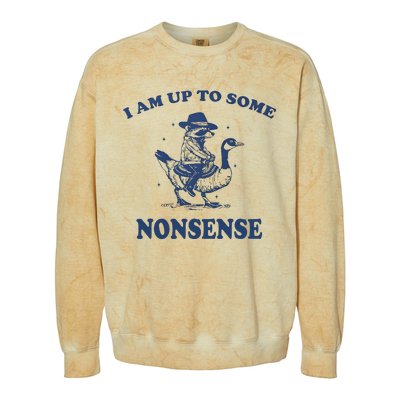 I Am Up To Some Nonsense Funny Goose Raccoon Sarcasm Saying Colorblast Crewneck Sweatshirt