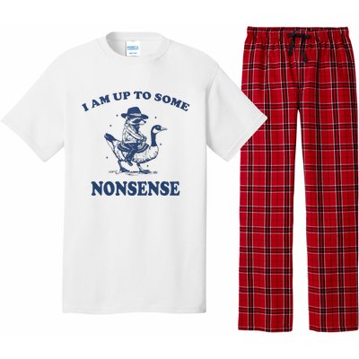 I Am Up To Some Nonsense Funny Goose Raccoon Sarcasm Saying Pajama Set