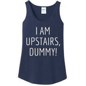 I Am Upstairs Dummy! Funny Christmas Sayings Ladies Essential Tank