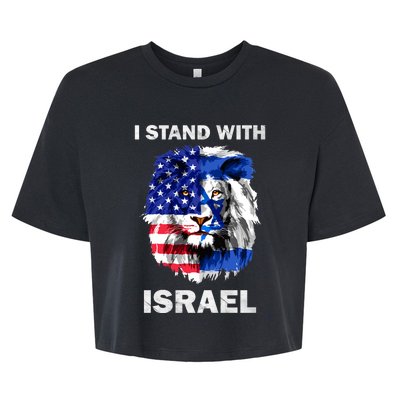 Israel And Usa Flag Lion | I Stand With Israel Bella+Canvas Jersey Crop Tee