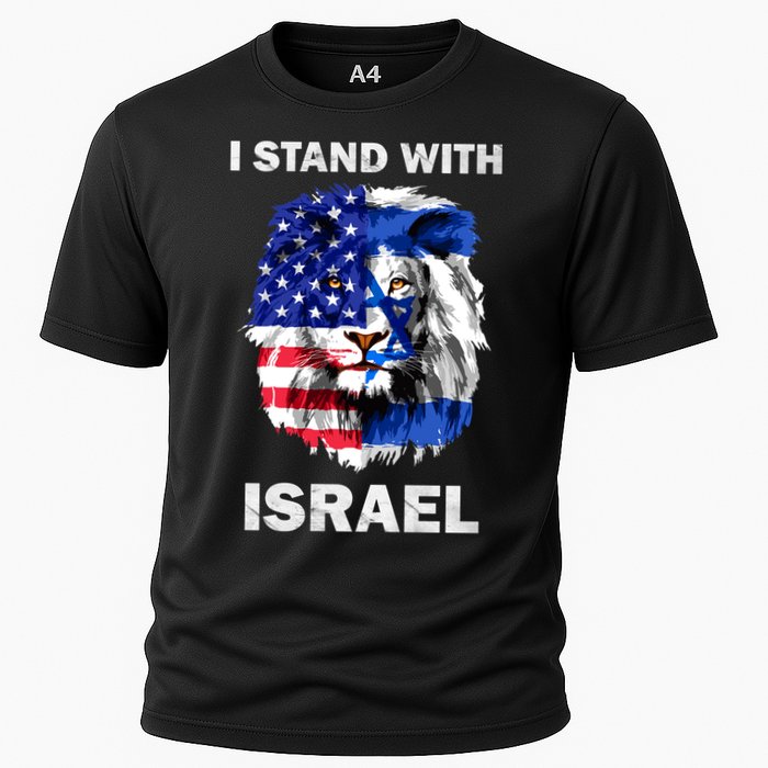 Israel And Usa Flag Lion | I Stand With Israel Cooling Performance Crew T-Shirt