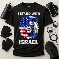 Israel And Usa Flag Lion | I Stand With Israel Cooling Performance Crew T-Shirt