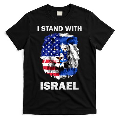 Israel And Usa Flag Lion | I Stand With Israel T-Shirt
