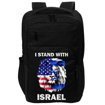 Israel And Usa Flag Lion | I Stand With Israel Impact Tech Backpack
