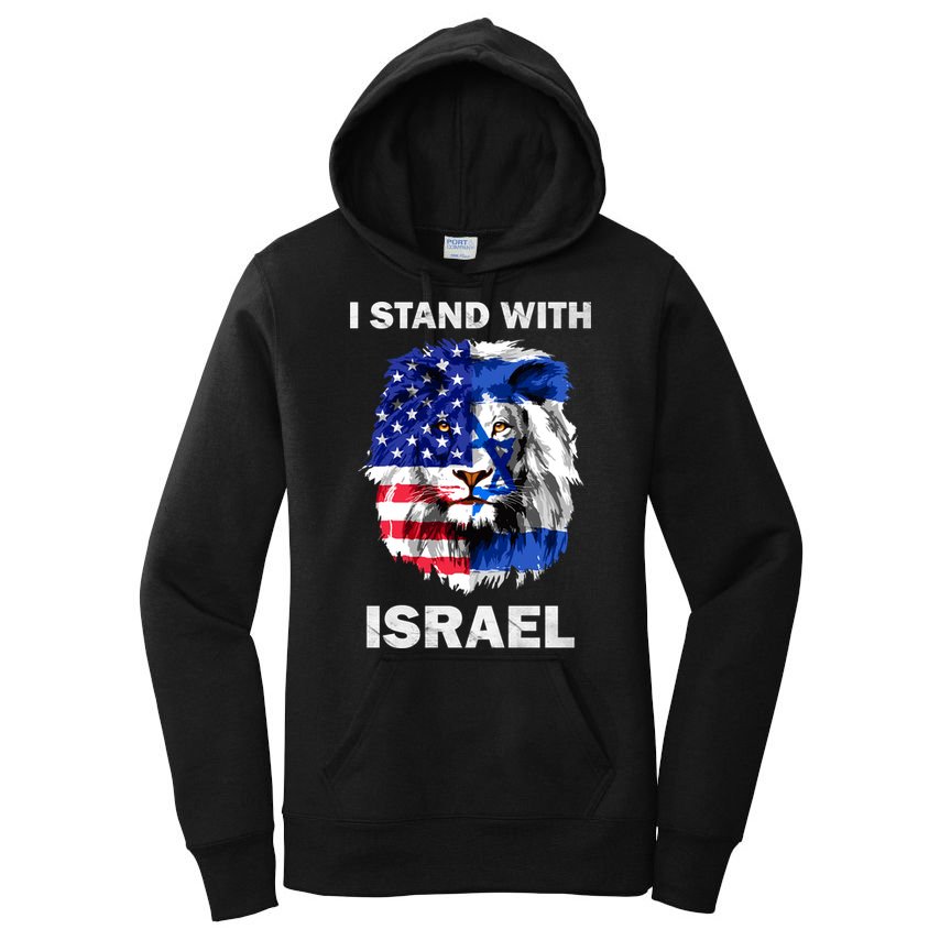 Israel And Usa Flag Lion | I Stand With Israel Women's Pullover Hoodie