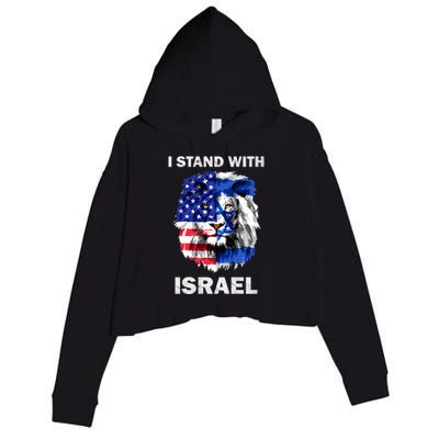 Israel And Usa Flag Lion | I Stand With Israel Crop Fleece Hoodie