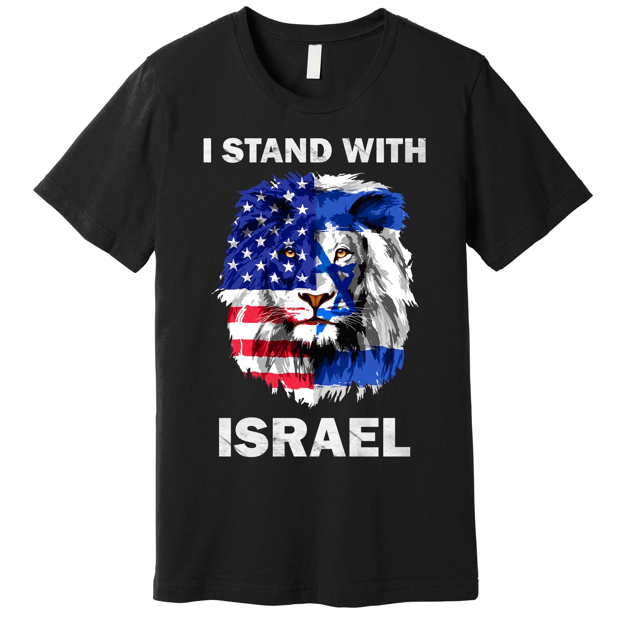 Israel And Usa Flag Lion | I Stand With Israel Premium T-Shirt