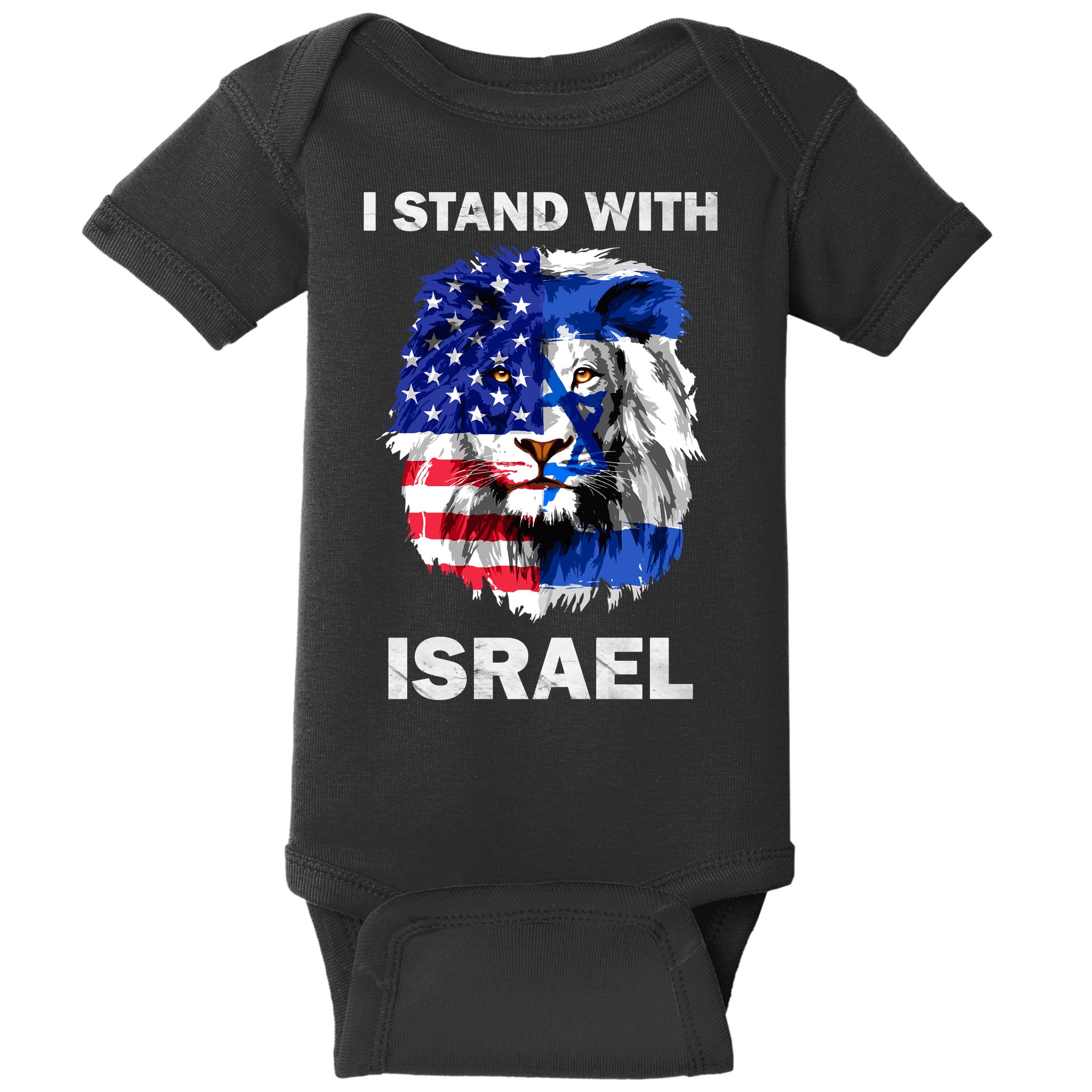 Israel And Usa Flag Lion | I Stand With Israel Baby Bodysuit