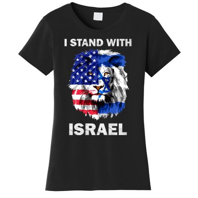 Israel And Usa Flag Lion | I Stand With Israel Women's T-Shirt