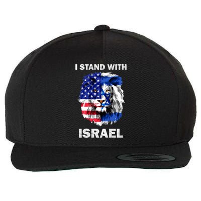 Israel And Usa Flag Lion | I Stand With Israel Wool Snapback Cap