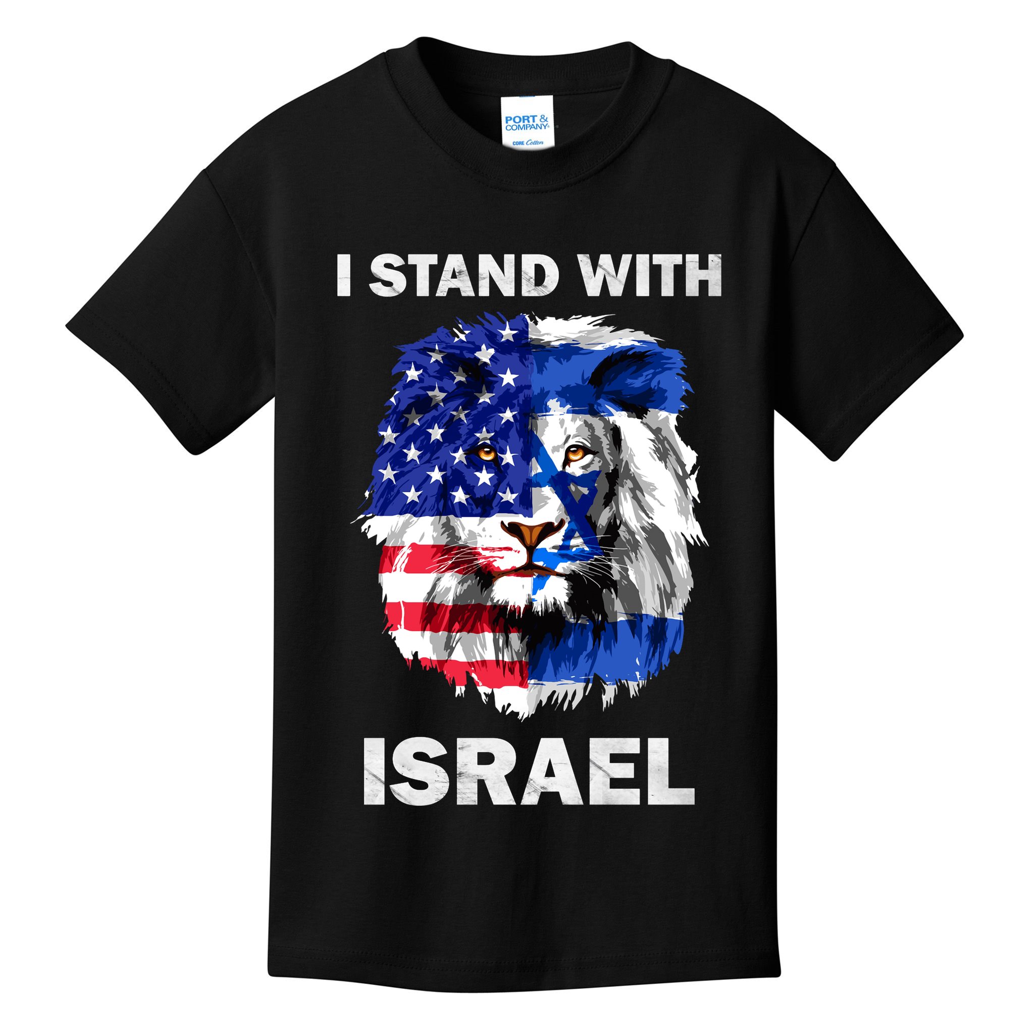 Israel And Usa Flag Lion | I Stand With Israel Kids T-Shirt