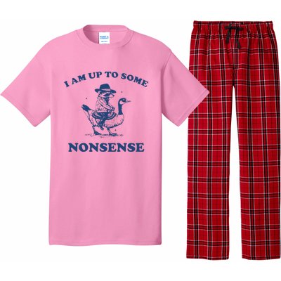 I Am Up To Some Nonsense Funny Goose Raccoon Sarcasm Saying Pajama Set