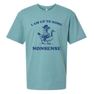 I Am Up To Some Nonsense Funny Goose Raccoon Sarcasm Saying Sueded Cloud Jersey T-Shirt