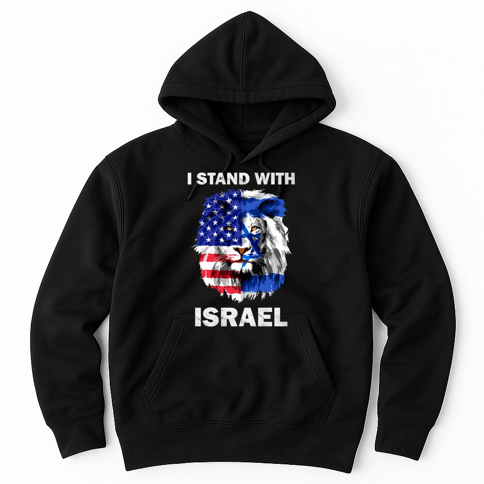 Israel And Usa Flag Lion | I Stand With Israel Hoodie