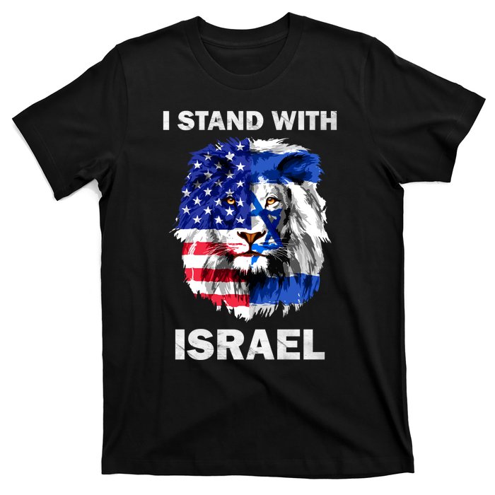 Israel And Usa Flag Lion | I Stand With Israel T-Shirt