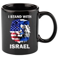 Israel And Usa Flag Lion | I Stand With Israel 11oz C Handle Ceramic Mug