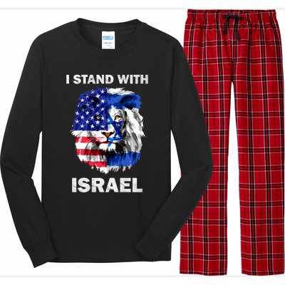 Israel And Usa Flag Lion | I Stand With Israel Long Sleeve Pajama Set