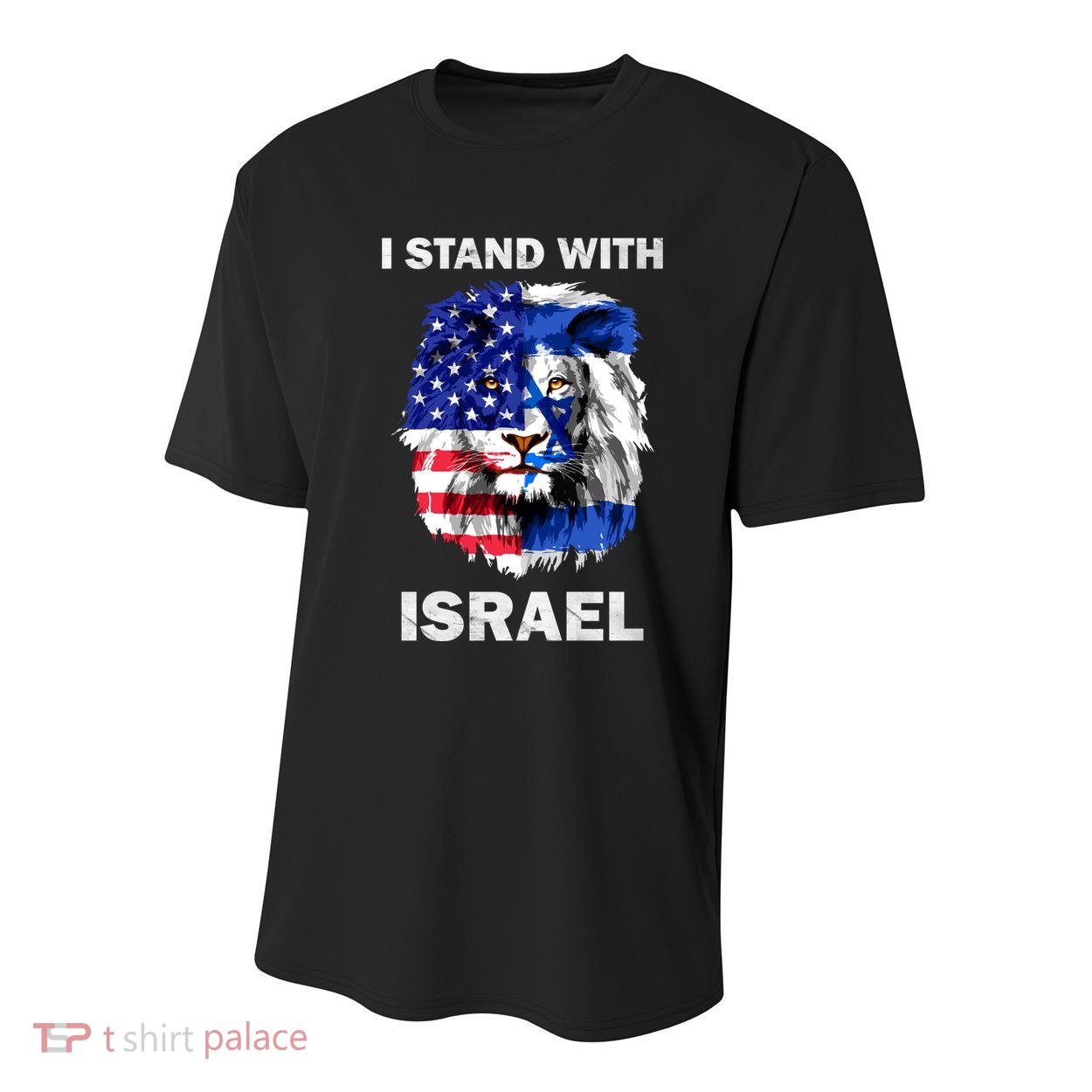 Israel And Usa Flag Lion | I Stand With Israel Youth Performance Sprint T-Shirt