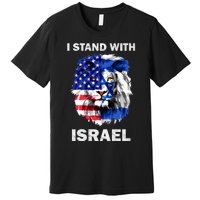 Israel And Usa Flag Lion | I Stand With Israel Premium T-Shirt