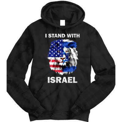 Israel And Usa Flag Lion | I Stand With Israel Tie Dye Hoodie