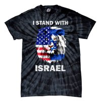 Israel And Usa Flag Lion | I Stand With Israel Tie-Dye T-Shirt