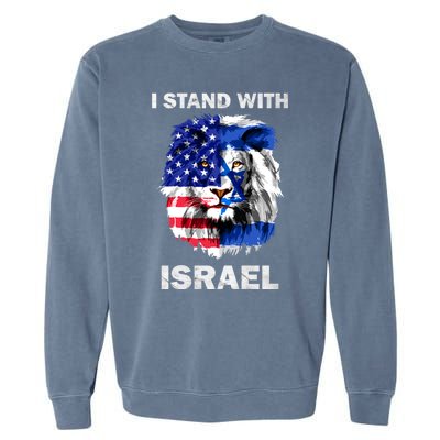 Israel And Usa Flag Lion | I Stand With Israel Garment-Dyed Sweatshirt