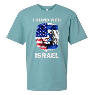 Israel And Usa Flag Lion | I Stand With Israel Sueded Cloud Jersey T-Shirt