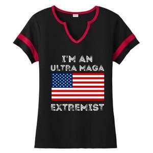 IM An Ultra Maga Extremist America Flag Quote Ladies Halftime Notch Neck Tee