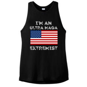 IM An Ultra Maga Extremist America Flag Quote Ladies PosiCharge Tri-Blend Wicking Tank