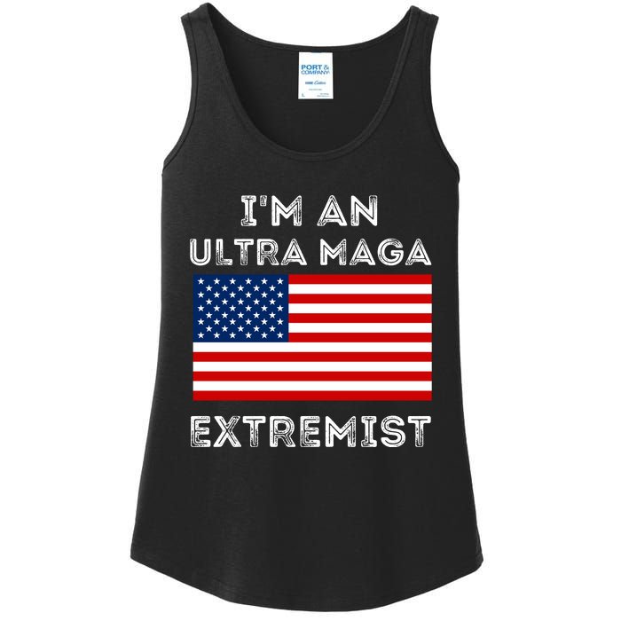 IM An Ultra Maga Extremist America Flag Quote Ladies Essential Tank