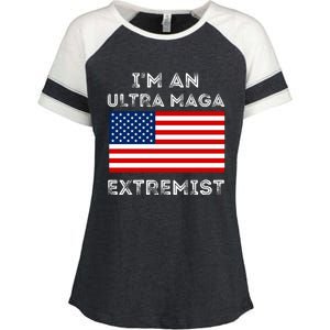 IM An Ultra Maga Extremist America Flag Quote Enza Ladies Jersey Colorblock Tee