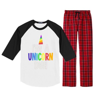 Im A Unicorn Duh Halloween Costume Raglan Sleeve Pajama Set