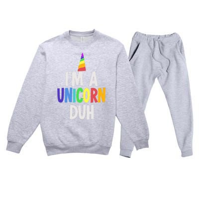 Im A Unicorn Duh Halloween Costume Premium Crewneck Sweatsuit Set