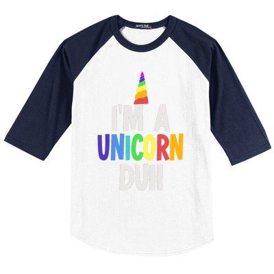 Im A Unicorn Duh Halloween Costume Baseball Sleeve Shirt