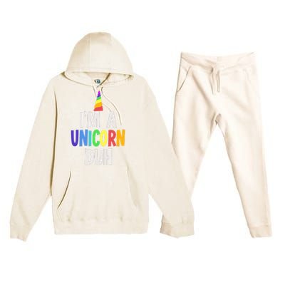 Im A Unicorn Duh Halloween Costume Premium Hooded Sweatsuit Set