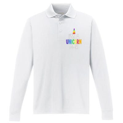 Im A Unicorn Duh Halloween Costume Performance Long Sleeve Polo