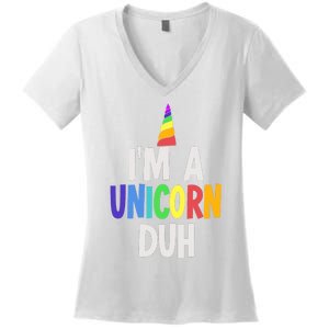 Im A Unicorn Duh Halloween Costume Women's V-Neck T-Shirt