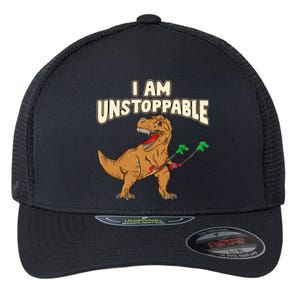 I Am Unstoppable TRex Funny Short Dinosaur Arms Joke Flexfit Unipanel Trucker Cap