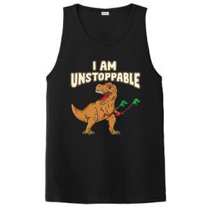 I Am Unstoppable TRex Funny Short Dinosaur Arms Joke PosiCharge Competitor Tank