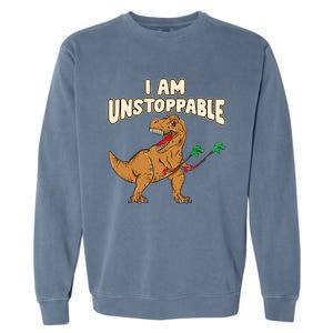 I Am Unstoppable TRex Funny Short Dinosaur Arms Joke Garment-Dyed Sweatshirt