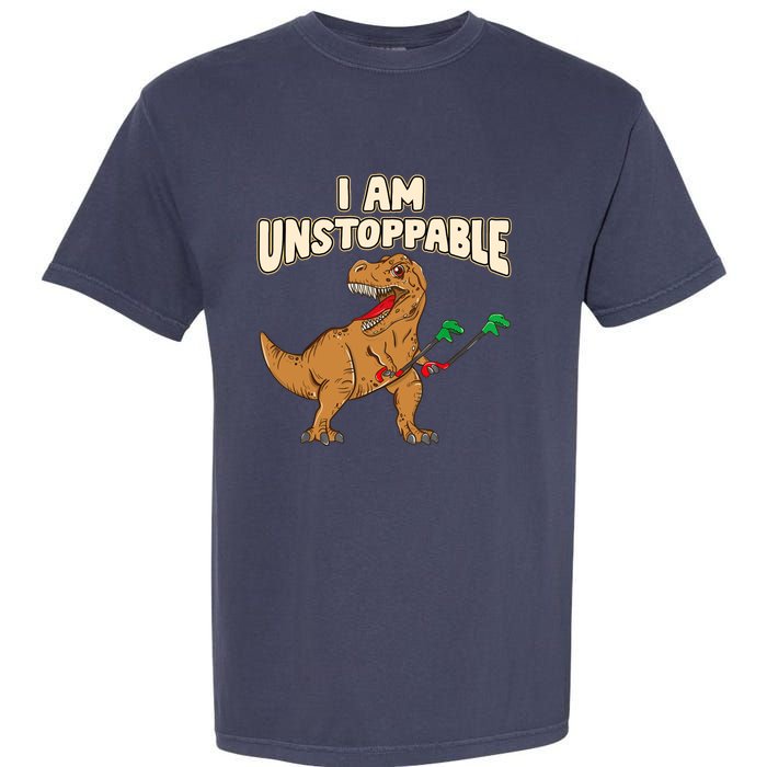 I Am Unstoppable TRex Funny Short Dinosaur Arms Joke Garment-Dyed Heavyweight T-Shirt