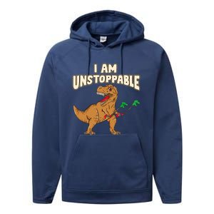 I Am Unstoppable TRex Funny Short Dinosaur Arms Joke Performance Fleece Hoodie