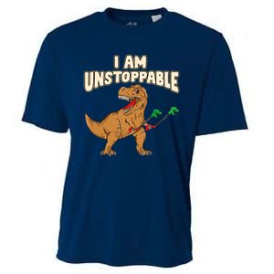 I Am Unstoppable TRex Funny Short Dinosaur Arms Joke Cooling Performance Crew T-Shirt