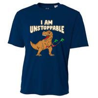 I Am Unstoppable TRex Funny Short Dinosaur Arms Joke Cooling Performance Crew T-Shirt