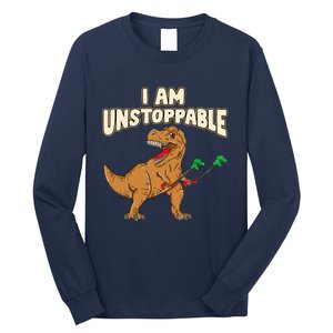 I Am Unstoppable TRex Funny Short Dinosaur Arms Joke Long Sleeve Shirt