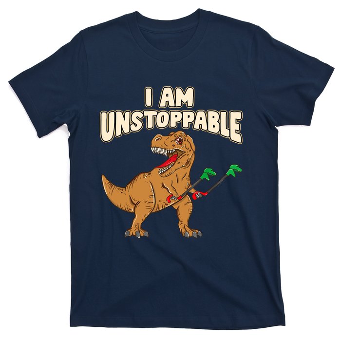 I Am Unstoppable TRex Funny Short Dinosaur Arms Joke T-Shirt