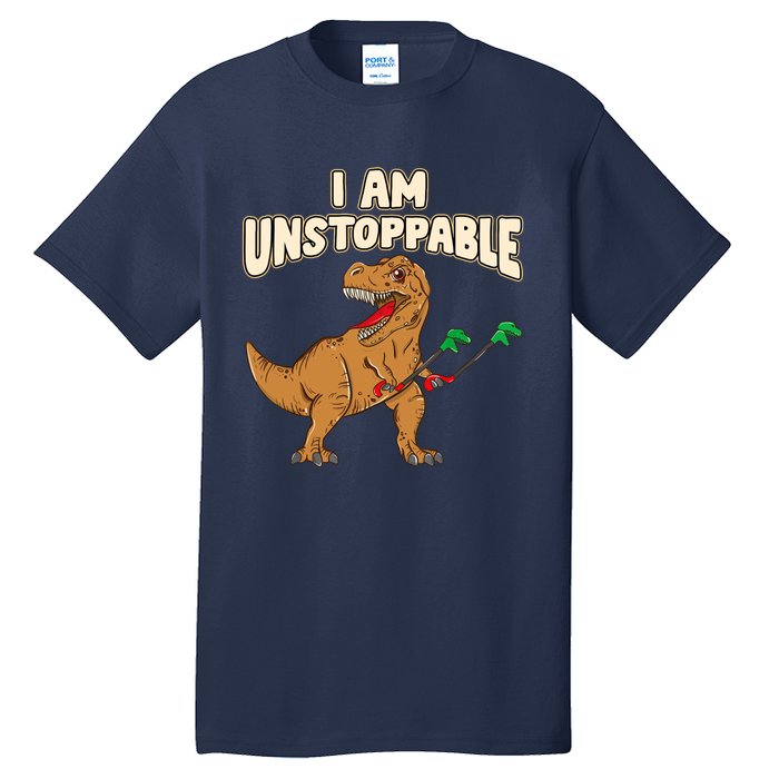 I Am Unstoppable TRex Funny Short Dinosaur Arms Joke Tall T-Shirt